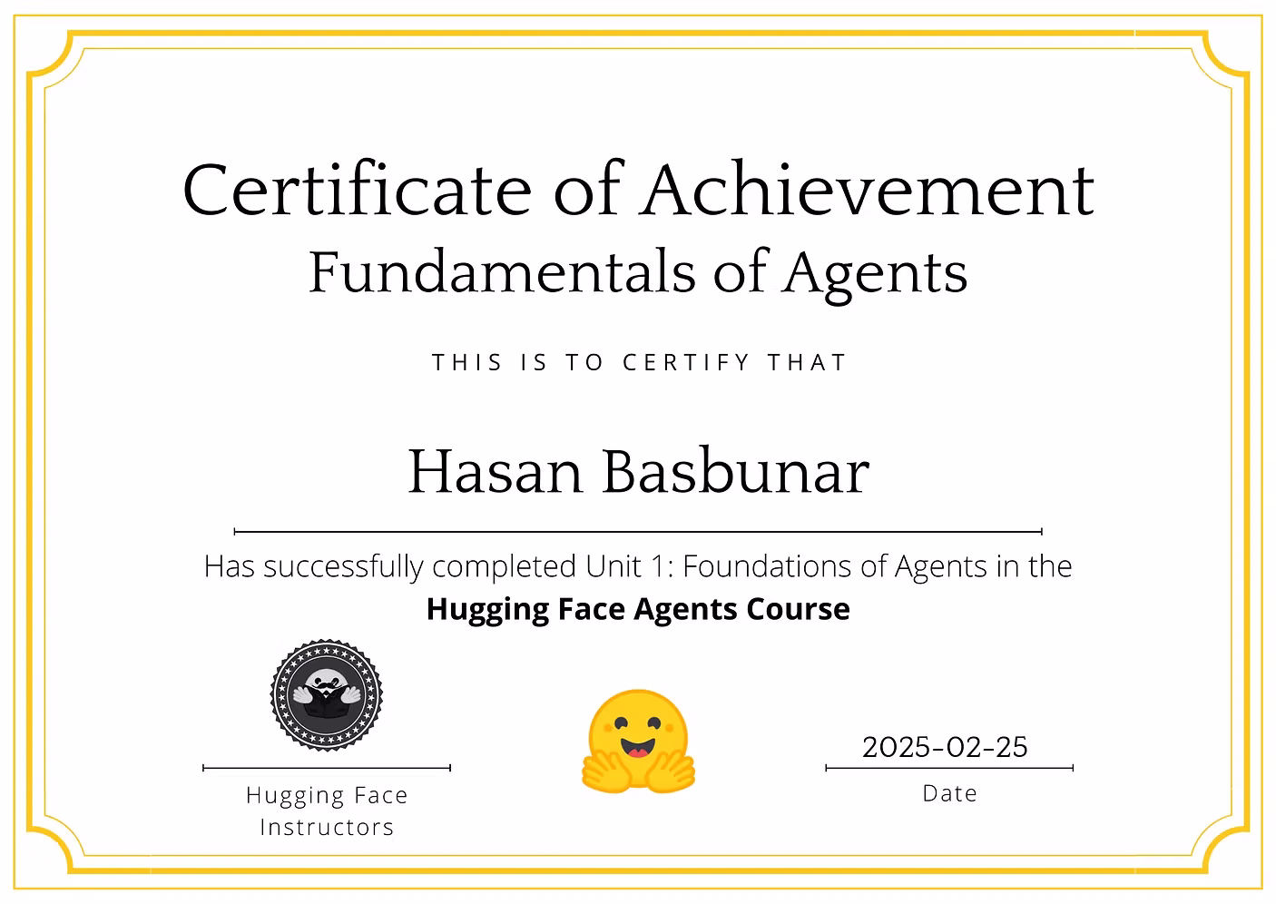 Hugging Face certificate